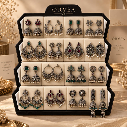 ORVÉA Heritage Jhumka Collection – traditional oxidized silver earrings