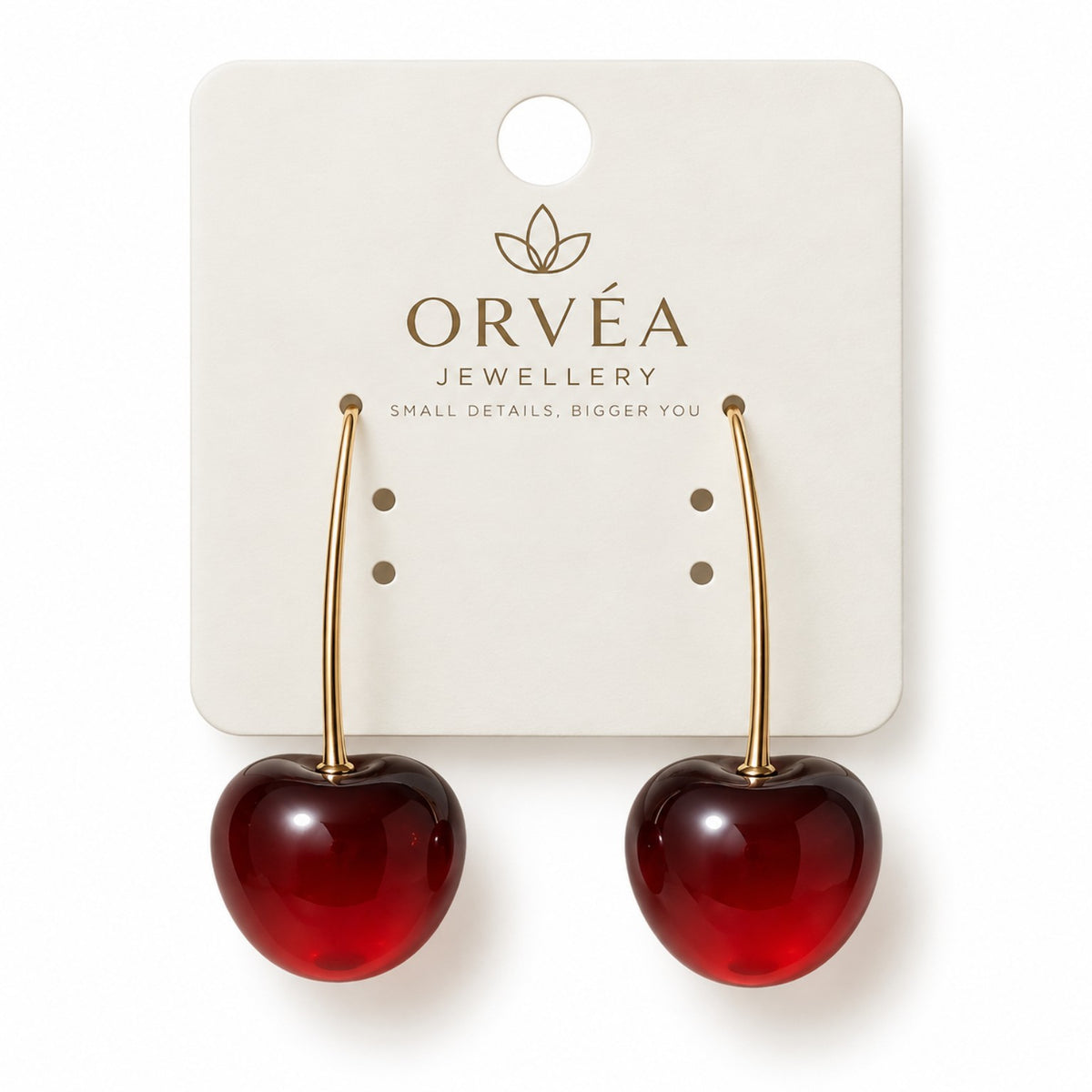 ORVÉA red cherry heart drop earrings