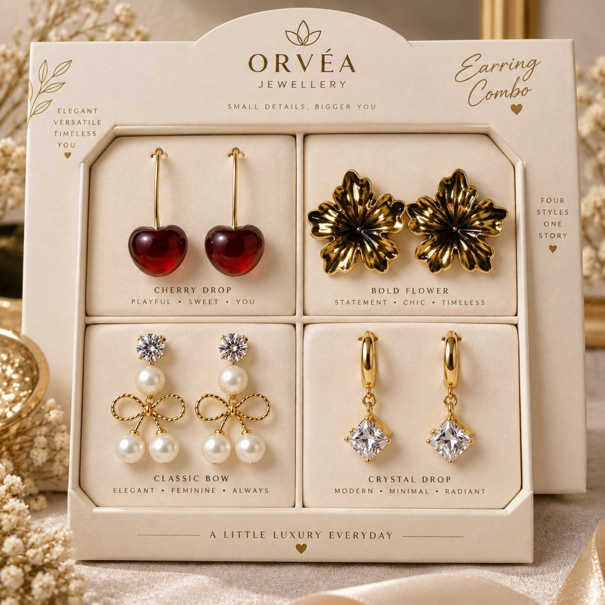 ORVÉA four style earring combo