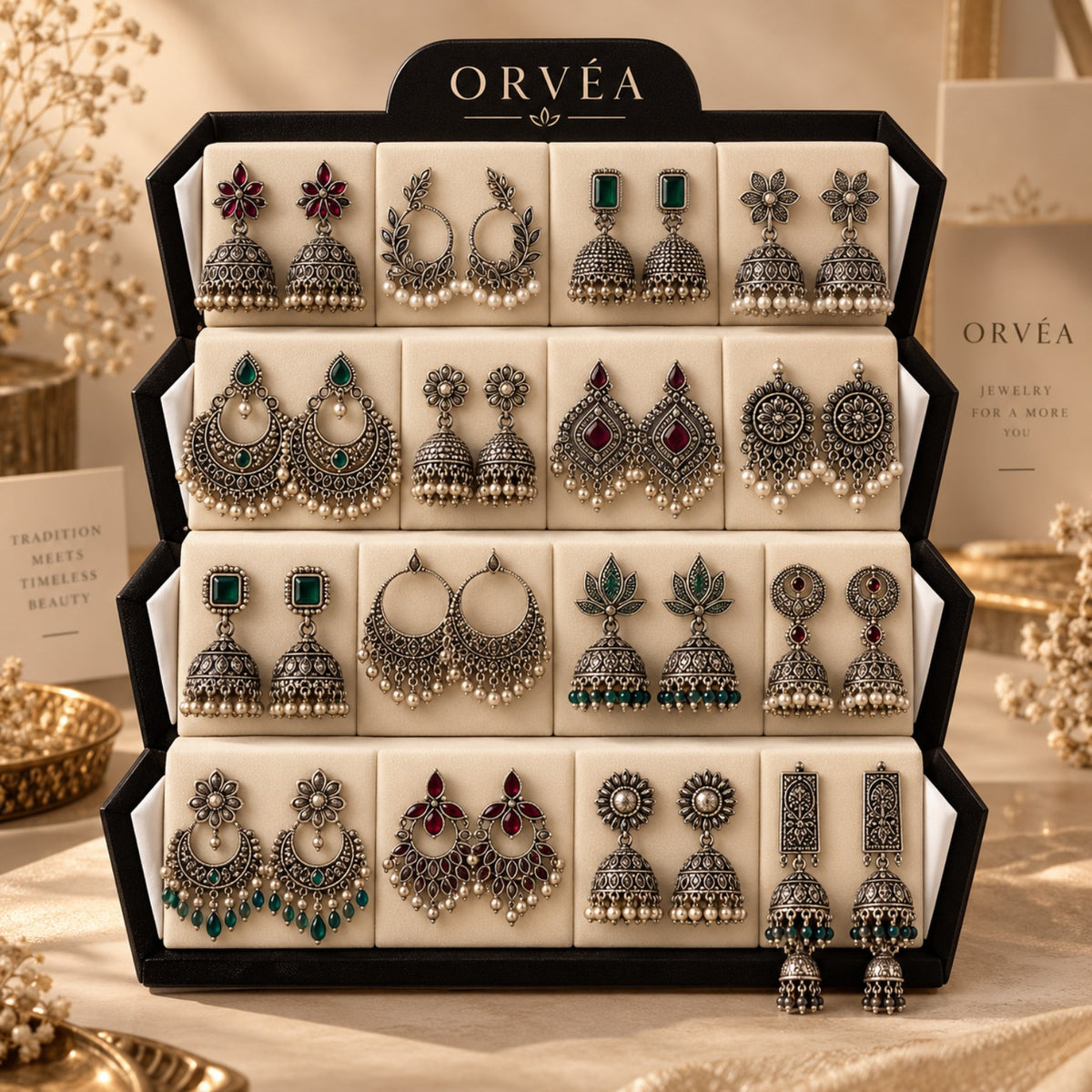 ORVÉA Heritage Jhumka Collection – traditional oxidized silver earrings