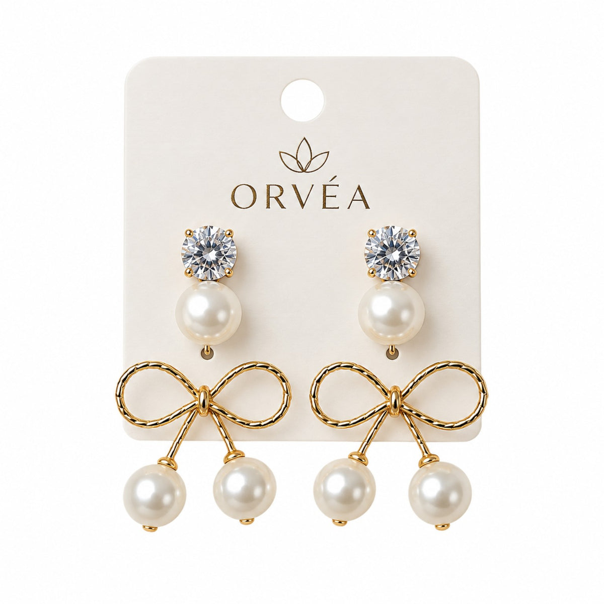 ORVÉA pearl bow earrings combo
