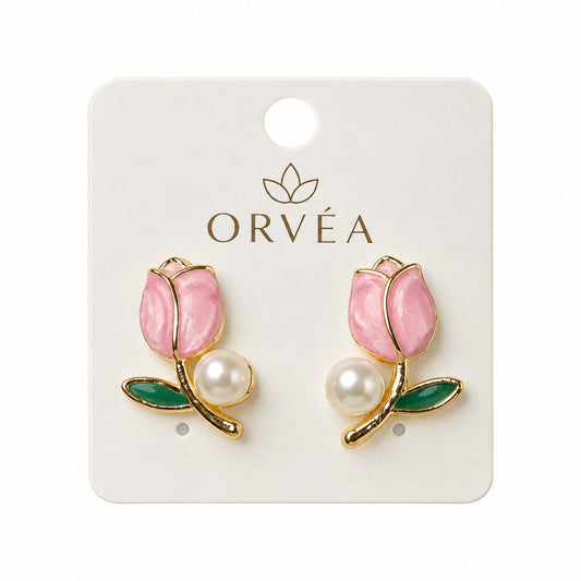 ORVÉA pink rose pearl earrings