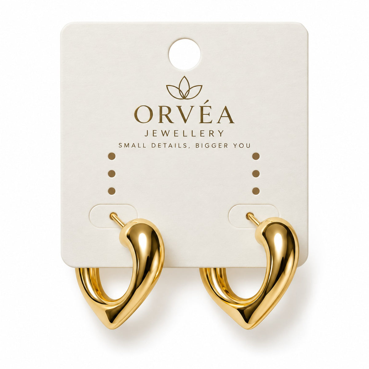 ORVÉA sculpted gold heart hoop earrings